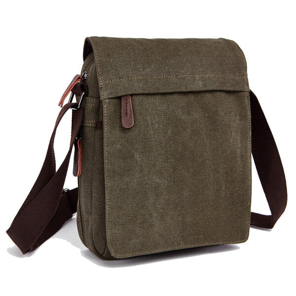 Unisex Canvas Crossbody Bag with Multi Pockets - Spacious Shoulder Bag