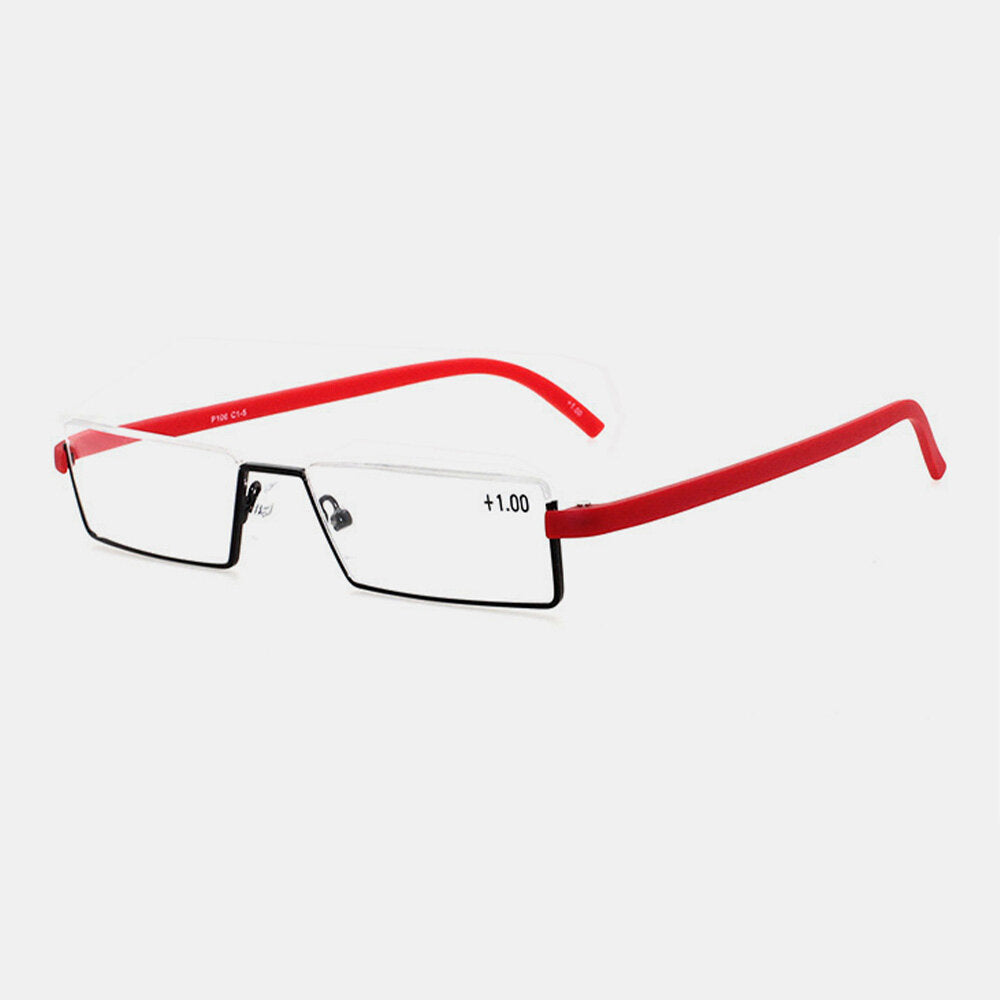 Unisex Portable Rectangular Half Lower Frame Reading Glasses Push-pull Box Anti-blue Light Presbyopia Glasses