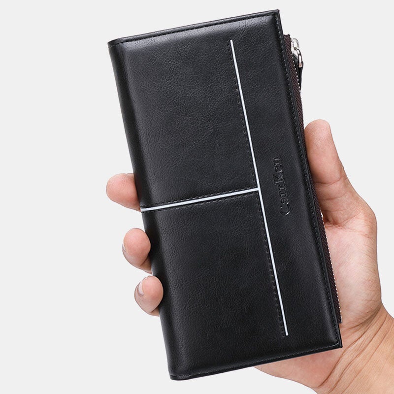 Men 9 Card Slots Phone Purse Zipper Long Wallet