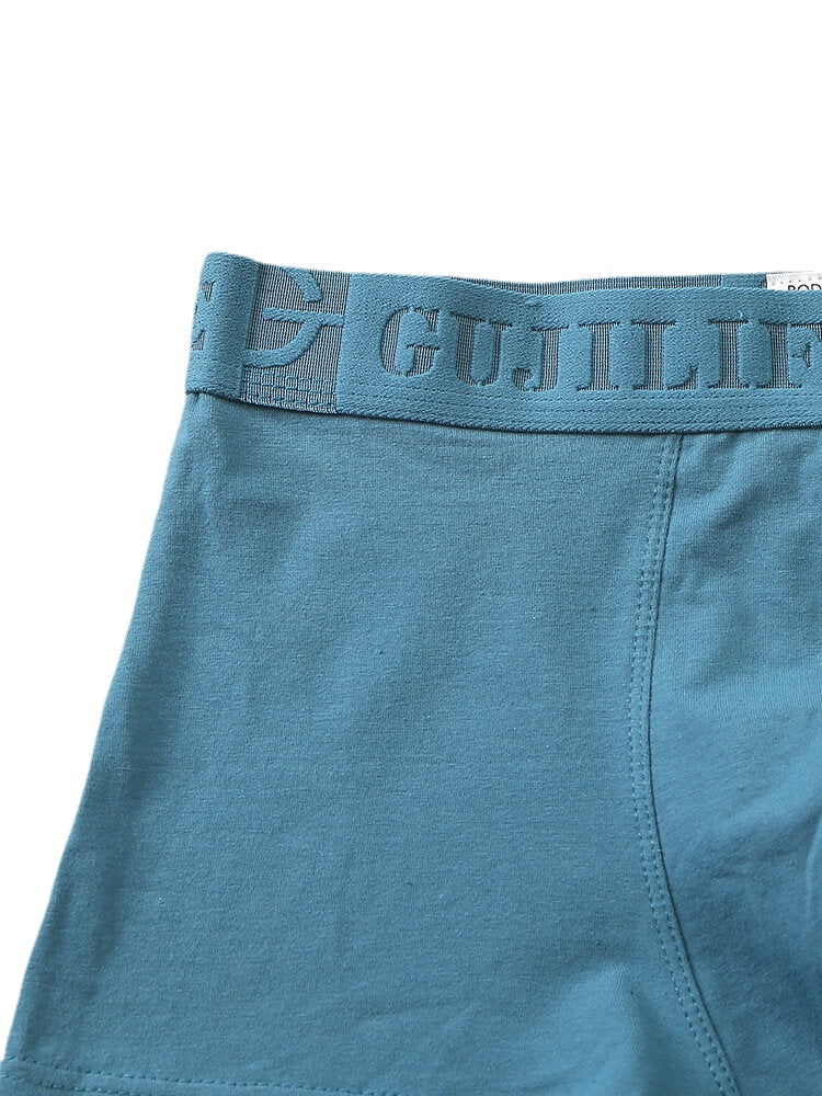 Mens Cotton Solid Color 4Pcs Thin Home Breathable U Convex Pouch Boxers