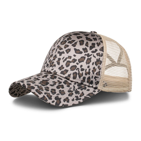 Women's Polyester Mesh Leopard Tiger Print Baseball Cap Shade Breathable Sun Hat