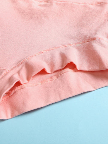 1Pcs Women Cotton Seamless Solid Breathable Cozy Mid Waist Panties - Multi Color