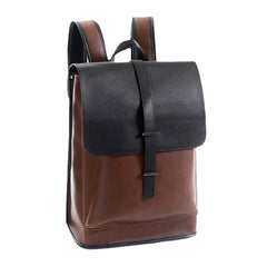 Men Faux Leather Retro Wear -resisting Large Capacity Backpack 15.6 Inch Laptop Bag