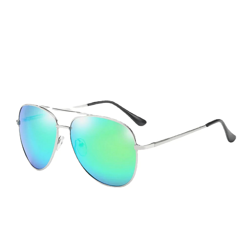 Men Metal Full Frame Narrow Sides Double Bridge UV Protection Sunglasses