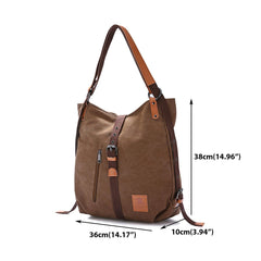 Multifunctional Canvas Women Convertible Backpack Purse Ladies Shoulder Bag Handbag