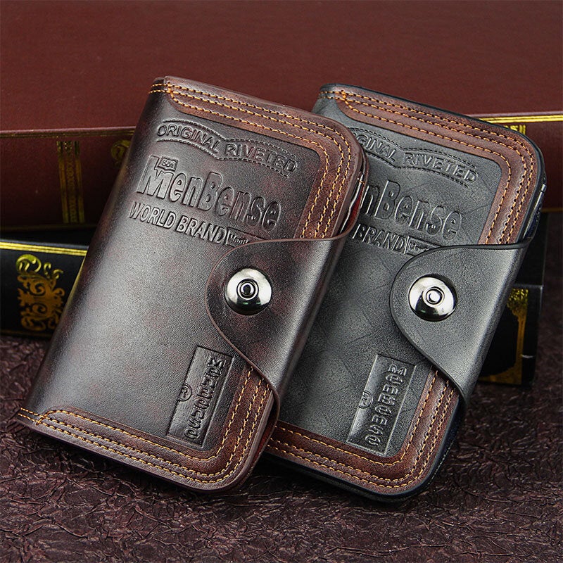 Men Faux Leather Large Capacity Fashion Business Retro Multi-slot Card Holder Wallet