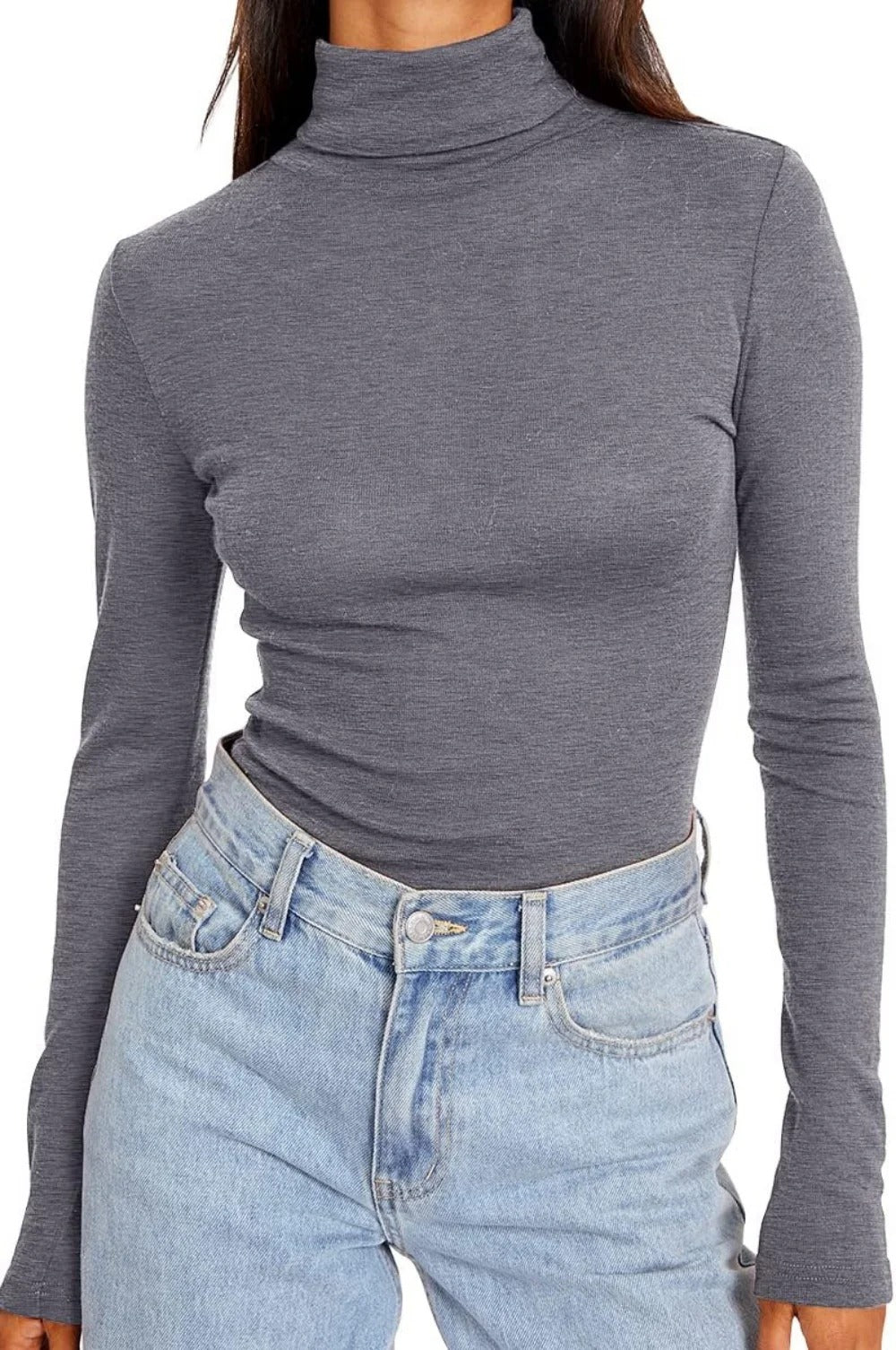 Women's Turtleneck Long Sleeve Shirts Fall Fashion Basic Layering Slim Fit Soft Thermal Underwear Tops