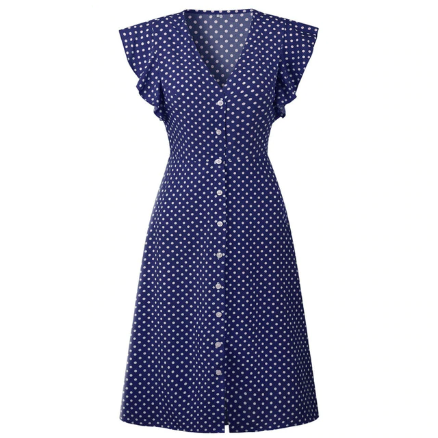 Polka Dot Dress For Women Office Midi