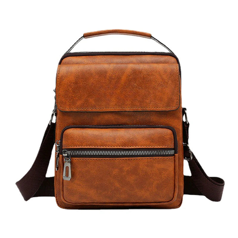 Men's PU Leather Anti-theft Multi-pocket Crossbody Messenger Bag