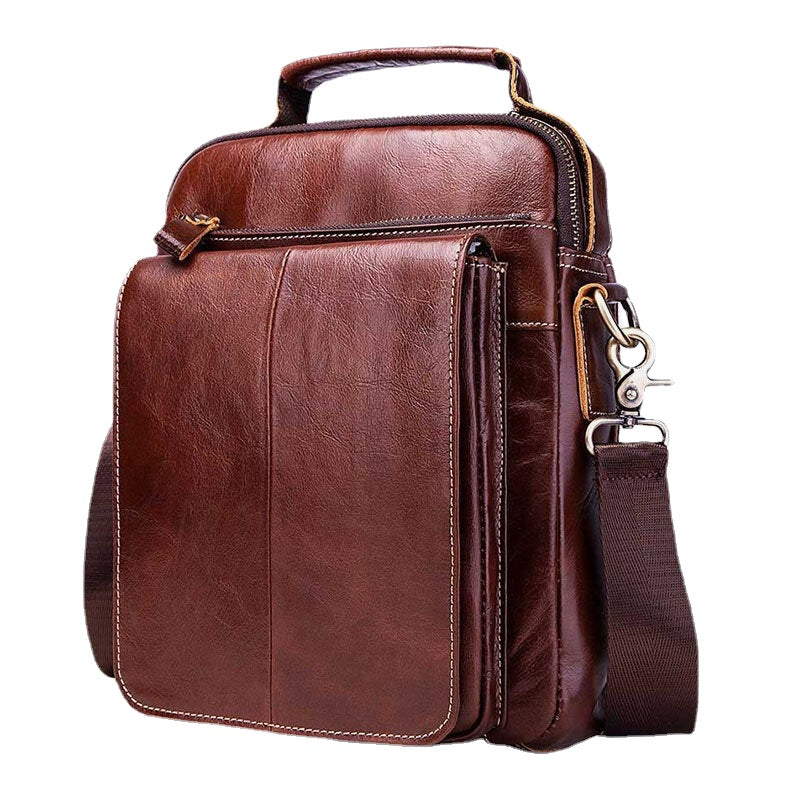 Men Genuine Leather Retro Multifunction Multi-pockets Multi-Layers Crossbody Bag