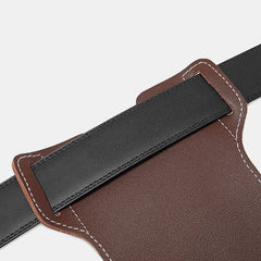 Men PU Leather Flap-Over Cigaret Box Waist Bag Casual 5.5 Inch Phone Bag Belt