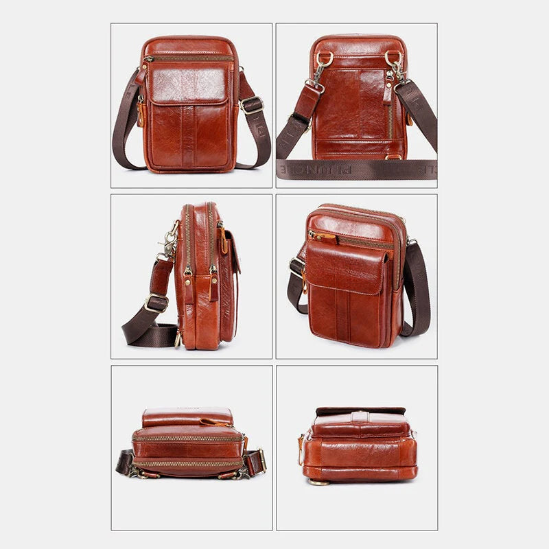 Men's Genuine Leather Retro Business Chest & Shoulder Crossbody Bag
