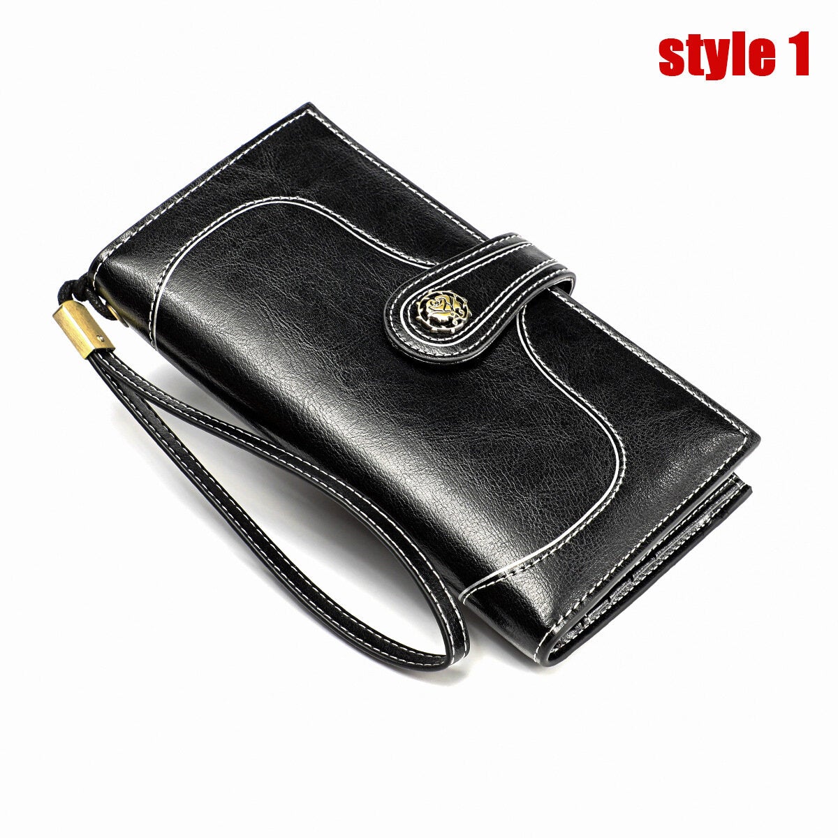 women genuine leather elegant vintage long wallet phone bag