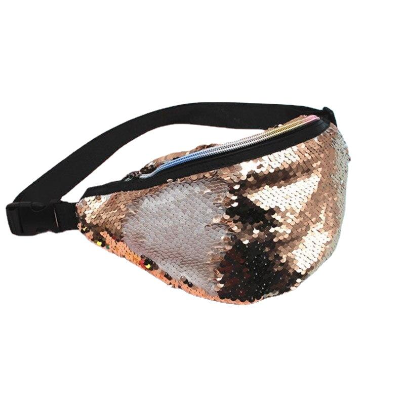 Leisure Fashionable Women's Sequined Leather Fannypacks