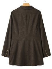 Women Corduroy Double Breasted Lapel Casual Long Sleeve Blazers With Pocket