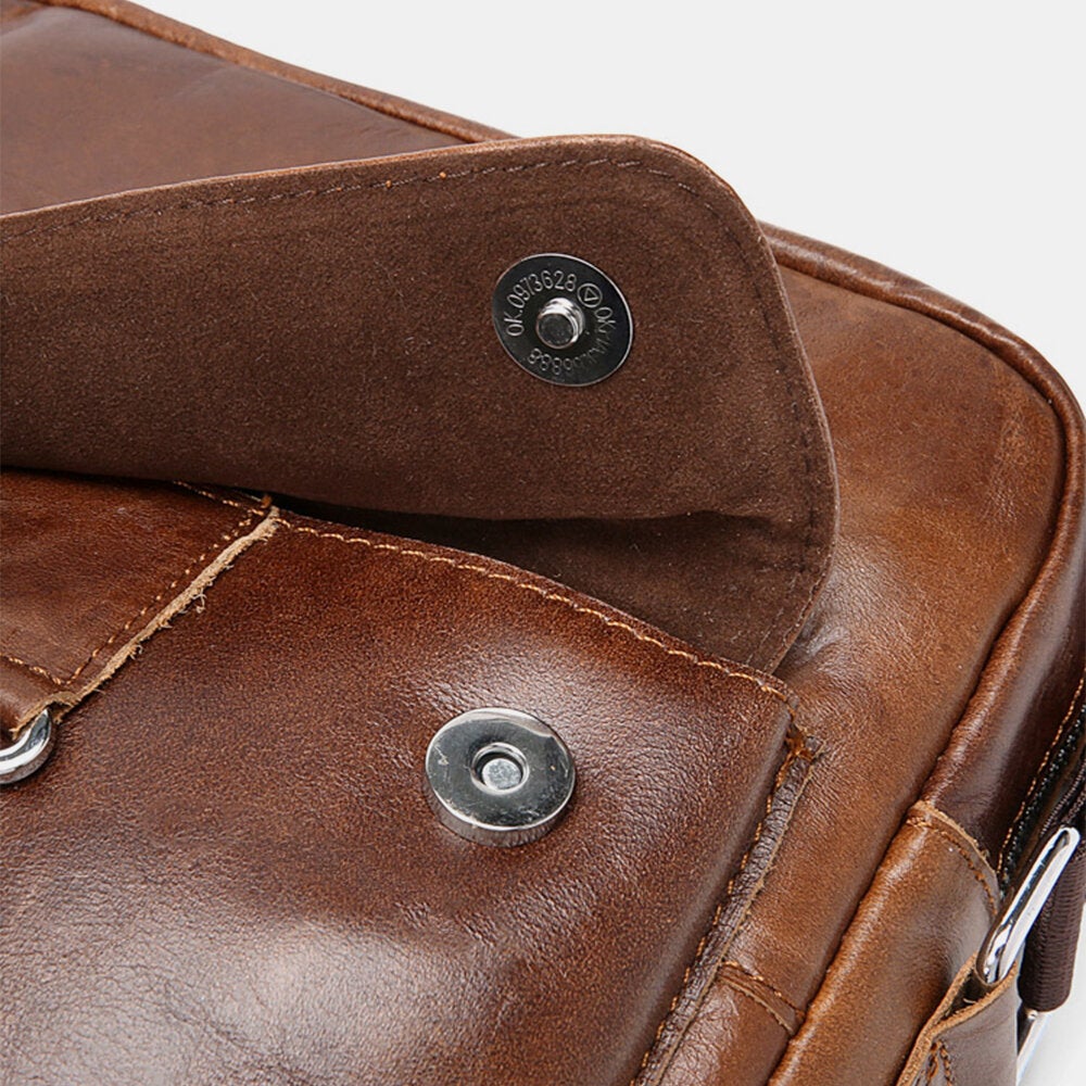 Men Business Retro Genuine Leather Waterproof Wear-resisting Crossbody Bag