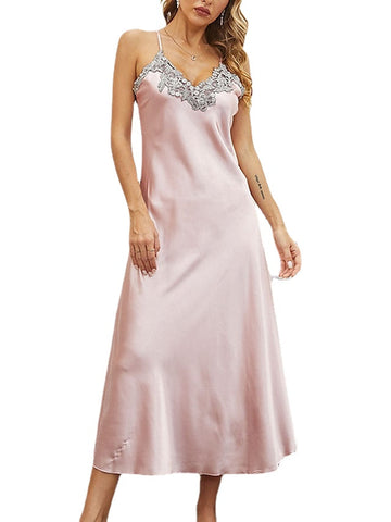 Women's Sheath Dress Slip Dress Long Dress Maxi Dress Sexy Patchwork Color Block Strap Party Navy Pink