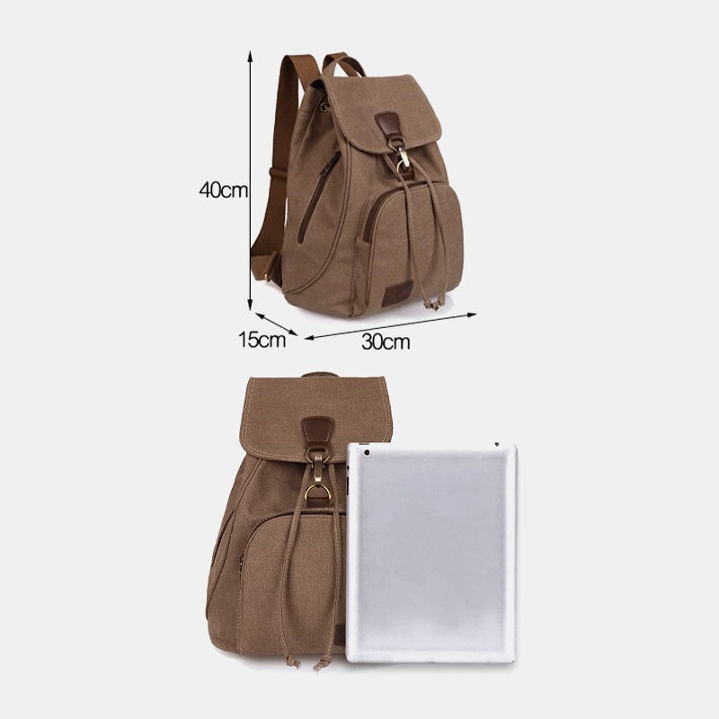 Unisex Canvas Drawstring Large Capacity Travel 15 Inch Multi-Carry Bag Backpack Shoulder Bag Handbag