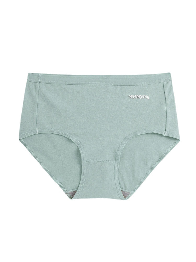 Women Solid Color Graphene Antibacterial Mid Waist Panties