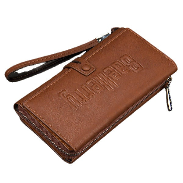 Mens Business Clutches Bag Vintage Long Purse 16 Card Slots Card Holder Wrist Handbag