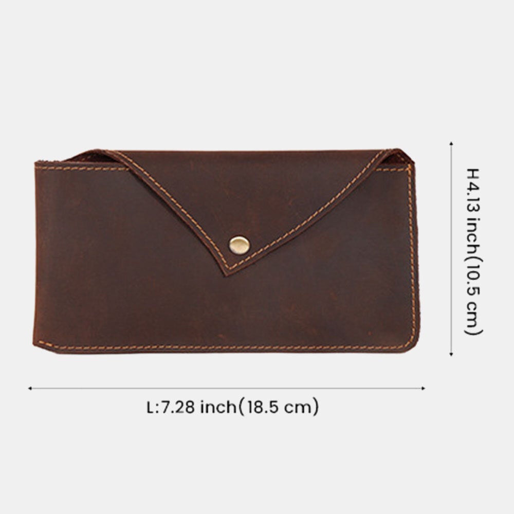 Men Horizontal Envelope-shape Belt Bag Retro Casual Sport 6.5 Inch Phone Cowhide Waist