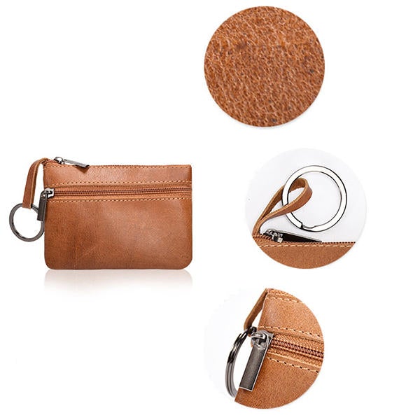 Genuine Leather Small Portable Coin Bag Card Holder Key Bags