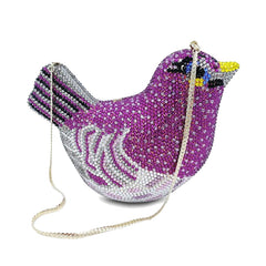 Fashion Animal Bird Women Luxury Crystal Bag Wedding Clutch Purse Rhinestone Evening Bag Clutch Handbag Lavender Party handbag