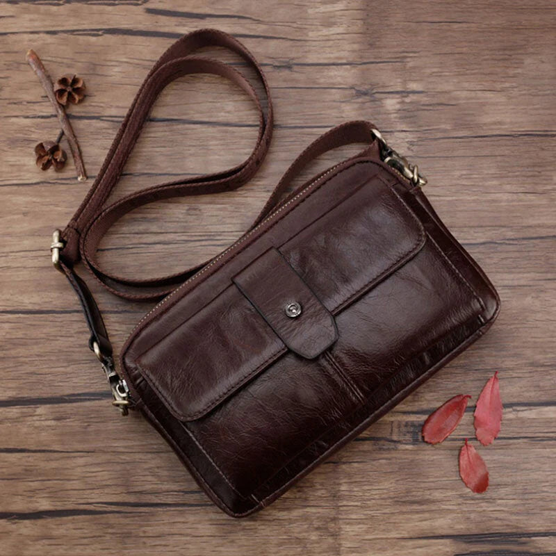 Men's Genuine Leather Retro Multi-Function Shoulder & Waist Bag