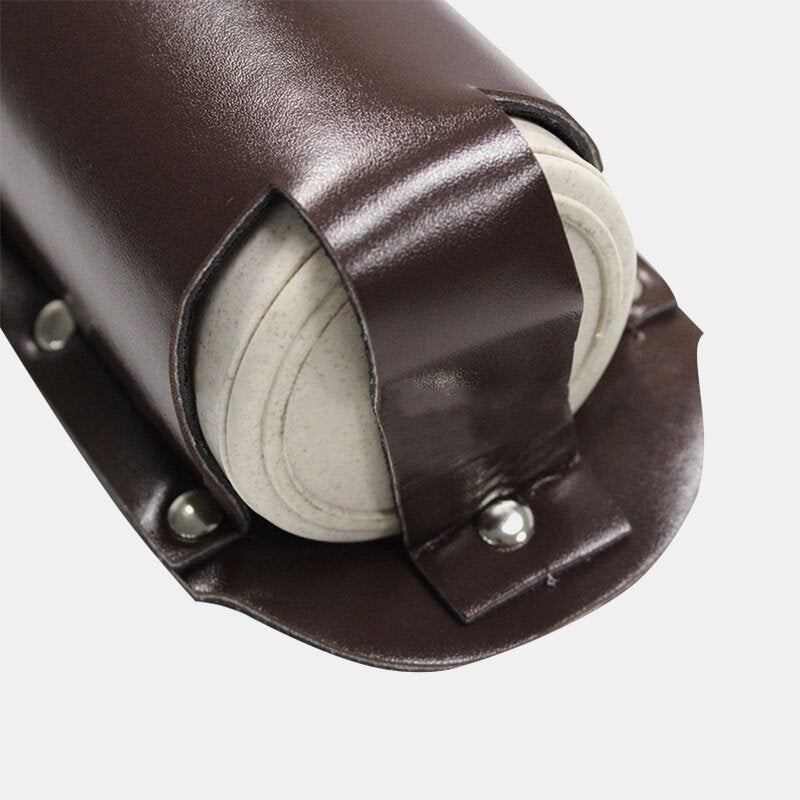 Men Vintage Faux Leather Waist Bottle Bag Carry Fanny Pack With Water Holder