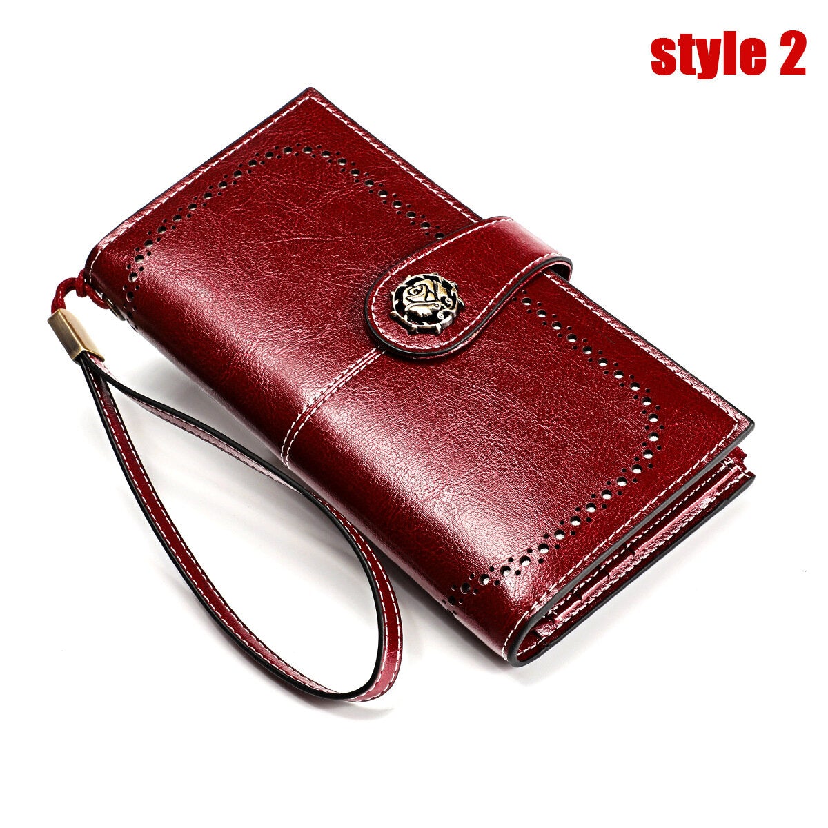 women genuine leather elegant vintage long wallet phone bag