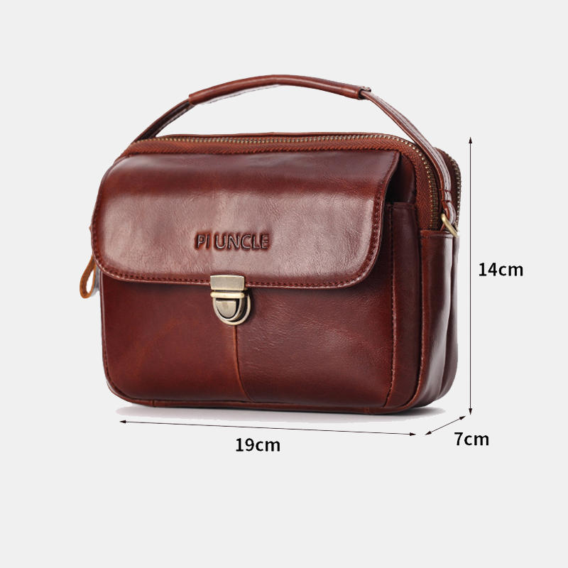 Men Genuine Leather Small Crossbody Bag Handbag Phone Bag