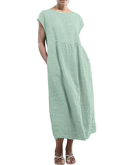 Women Short Sleeve Summer Casual Loose Solid Dress