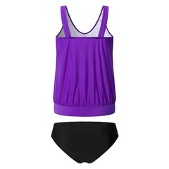 Women's Swimwear Tankini 2 Piece Normal Swimsuit Slim for Big Busts Solid Color Black Blue Purple Padded Vest Strap Bathing Suits Sports Active Basic / Padded Bras