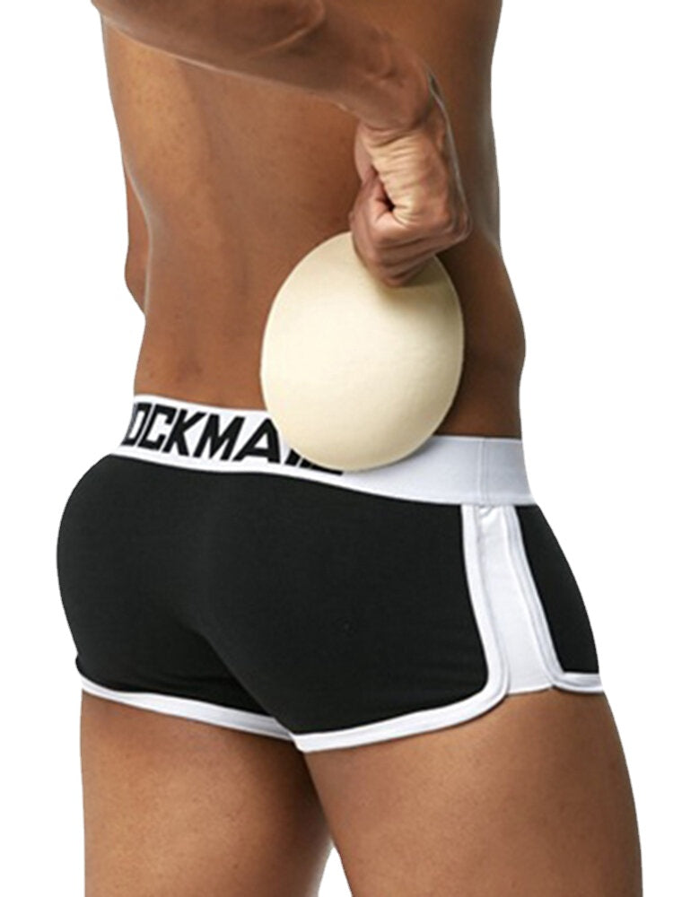 Hip Lifting U Convex Cotton Comfy Boxer Briefs  with Cup Pads for Men