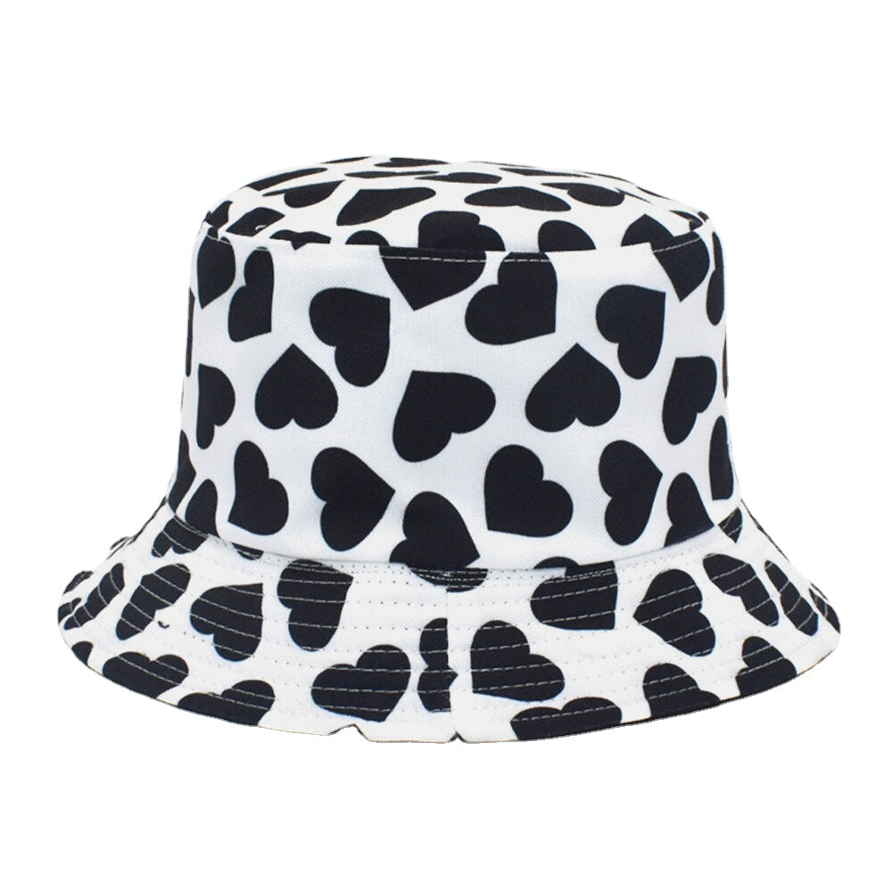 Women & Men Love Print Pattern Double-Sided Outdoor Casual Sunshade Bucket Hat