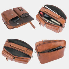 Men's Genuine Leather Multi-Function Retro Large Capacity Shoulder Crossbody Bag