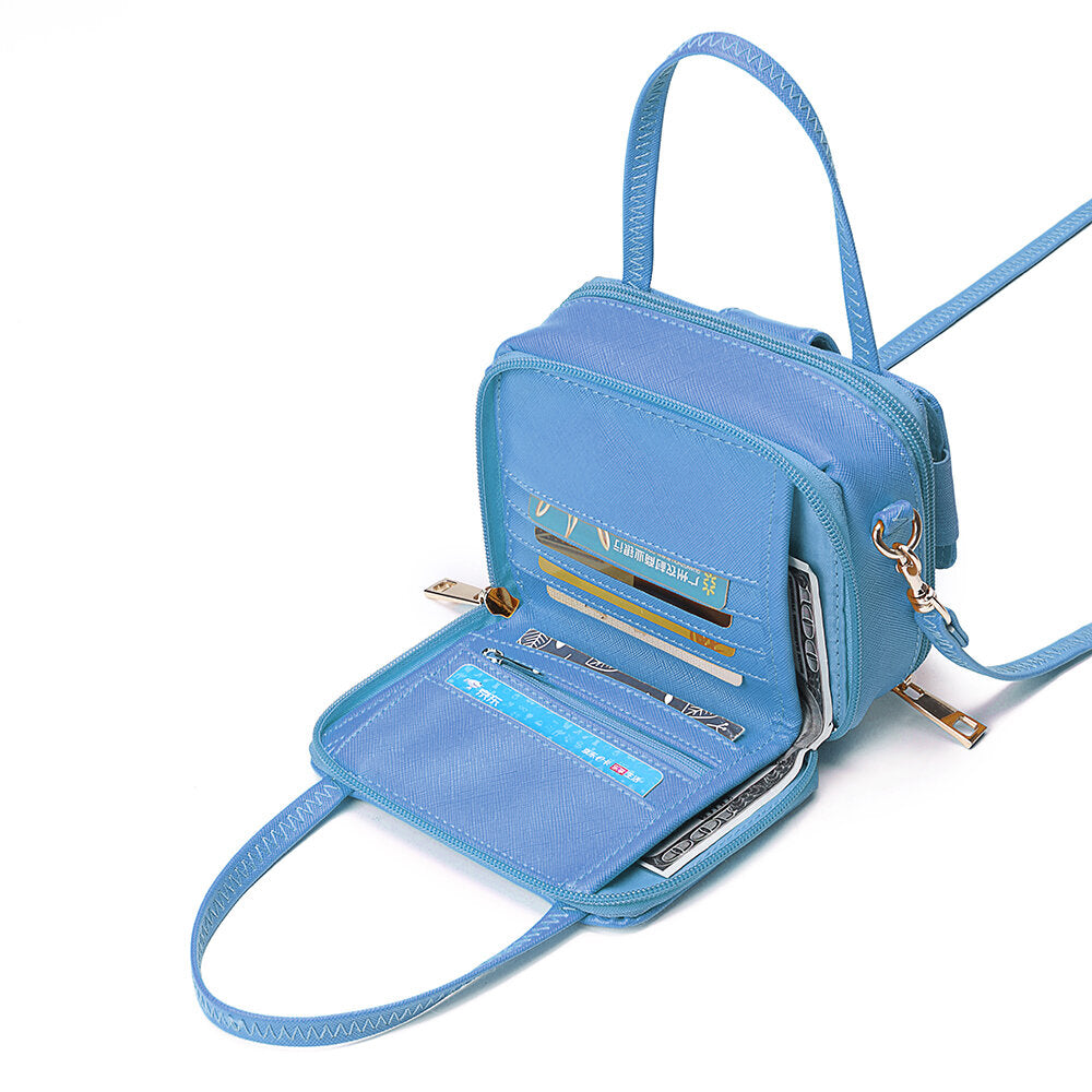 Women Square 6 Card Holders Phone Bag Lightweight Multi-Pocket Crossbody
