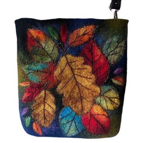 women colorful leaf diy lamb hair crossbody bag shoulder bag