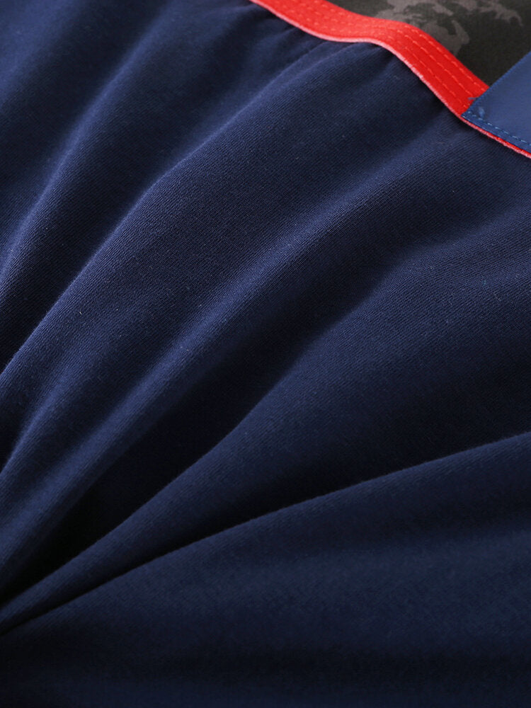 Mens Cotton Colorblock Print Skinny Fit Elastic Mid Waist Stretch Breathable Thin Briefs