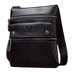 Men Thin Multi-pocket Cowhide Crossbody Bags Large Capacity Adjustable Shoulder Starp Shoulder Bag