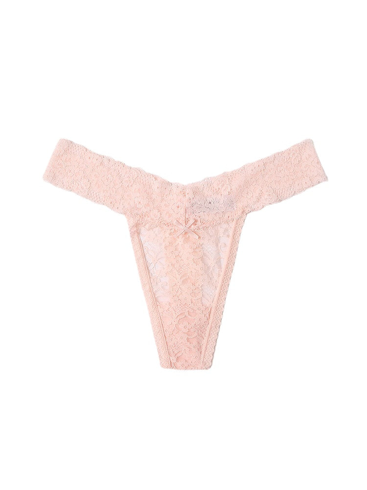 Plus Size Women Lace Solid Color Thong Low Rise Underwear