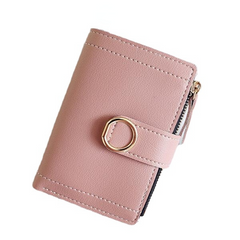 Women Ring Buckle Simple Zipper Wallet Purse Card Holder