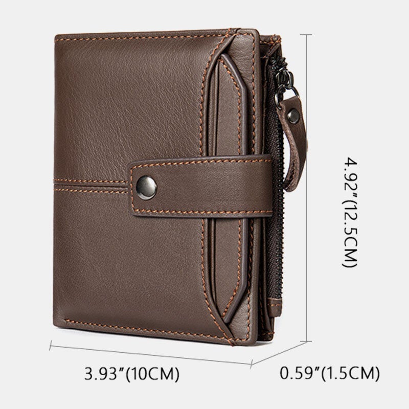 Men Short Bifold RFID Blocking Wallet Retro Casual Multi-card Slot Card Holder Cowhide Driver's License Wallet