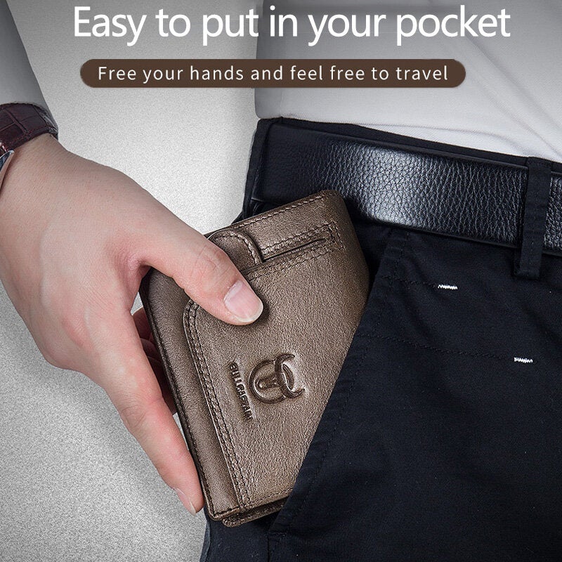 Men Genuine Leather Multi-card Slot RFID Anti-theft Thin Card Holder Money Clip Wallet Driver's License