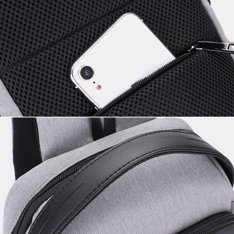 Men's Waterproof Oxford Crossbody Bag with USB Charging, Large Capacity, Concealed Side Water Cup Holder