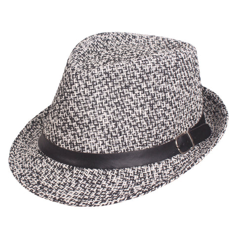 Men Summer Woven Straw Hat Outdoor Sun Protection Wild Brimmed Jazz Hat Visor