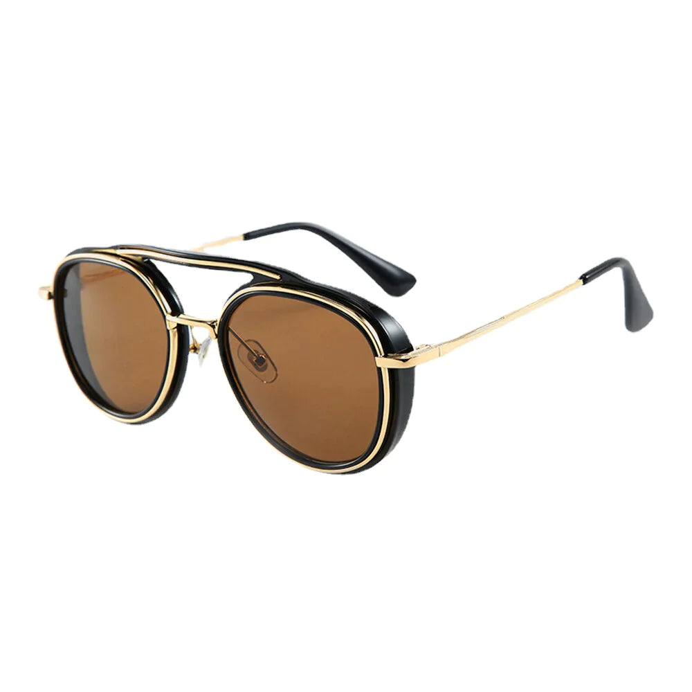 Men Oval Full Thick Frame UV Protection Fashion Vintage Sunglasses