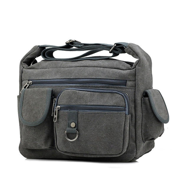 Men's Large Canvas Messenger Bag - Casual Travel Crossbody