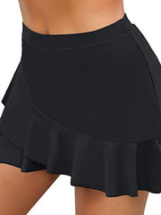 Women's Swimwear Cover Up Swim Shorts Normal Swimsuit High Waist Elastic Waist Solid Color Black Bathing Suits Sports Neutral Casual, Vacation, Modern