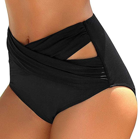Women's Swimwear Bikini Bottom Normal Swimsuit Cut Out High Waisted Solid Color Black Bathing Suits Sports Summer